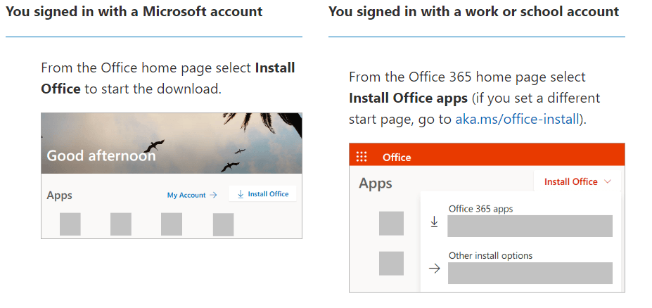 office 365 Install option