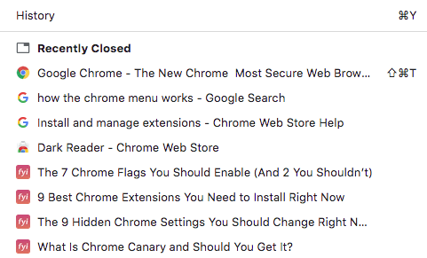 chrome history screenshot