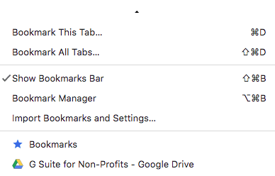 chrome bookmarks menu screenshot