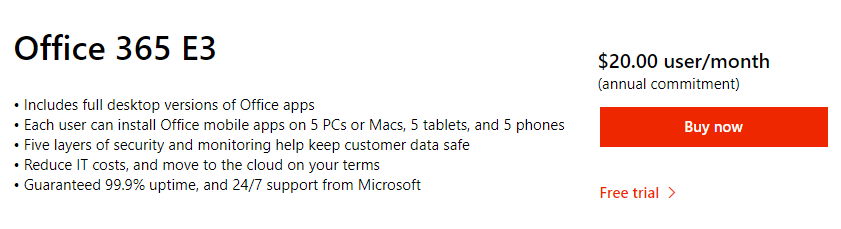 office 365 e3 trial