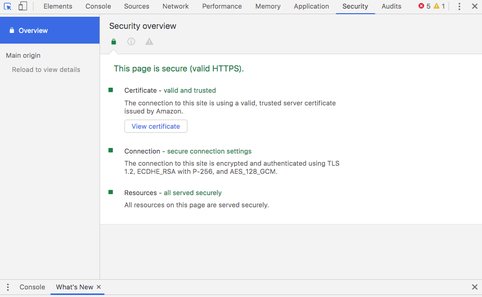 developer tools security tab