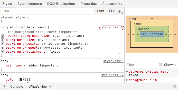 developer tools styles panel