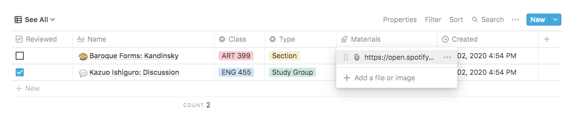 contenido ficticio de Notion