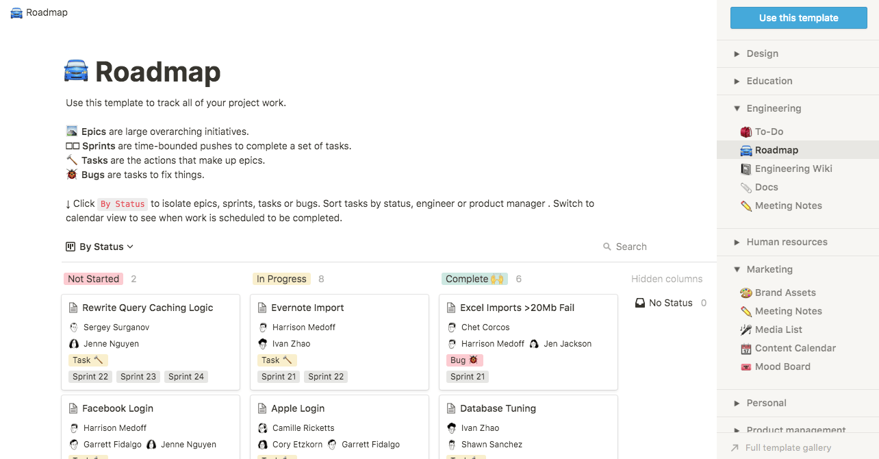 notion roadmap template