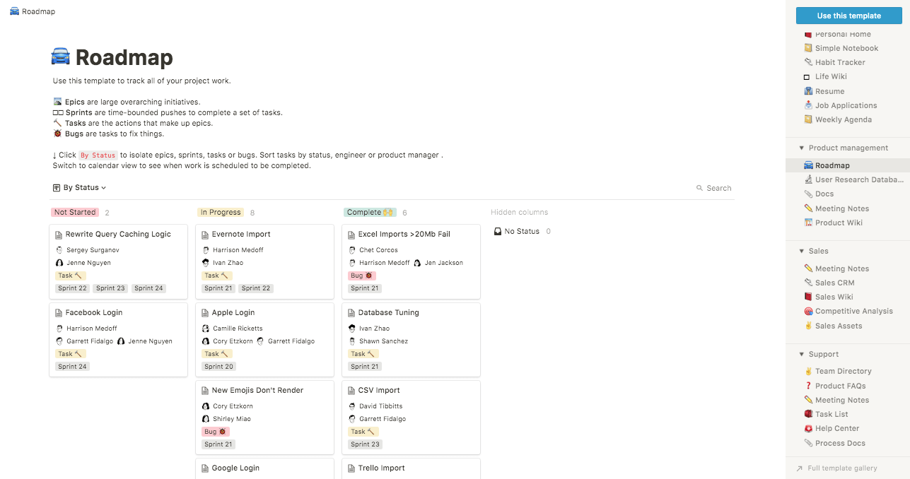 notion roadmap template