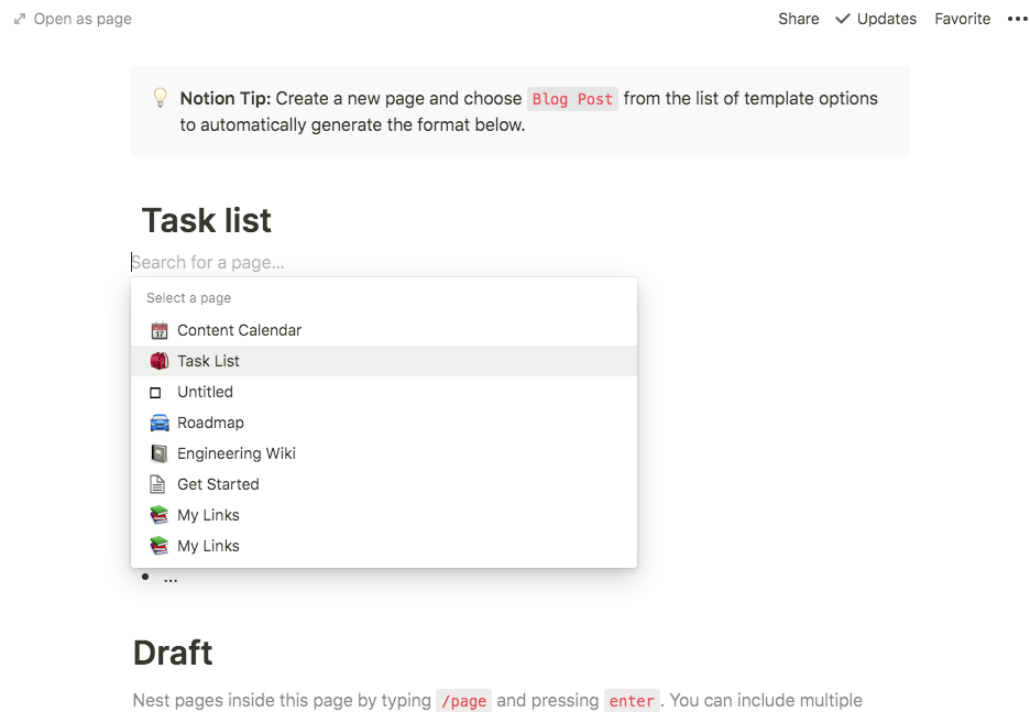 notion subpage