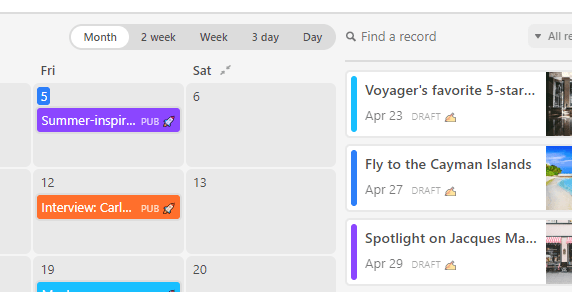 Airtable calendar