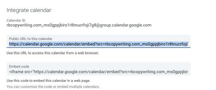 google calendar url