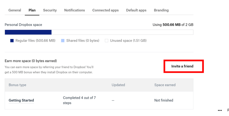 how much storage in a free dropbox account