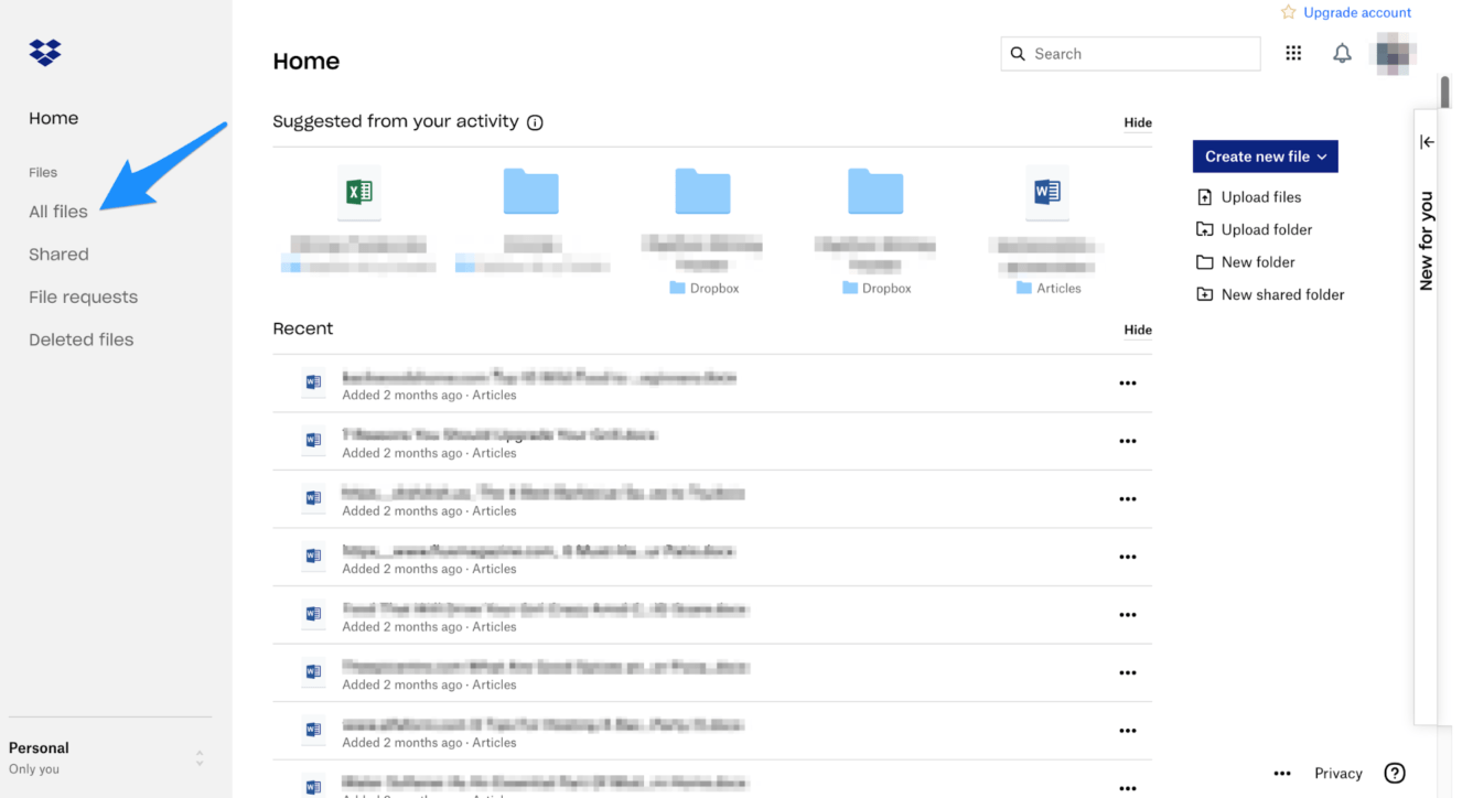 select shared folders to download from dropbox