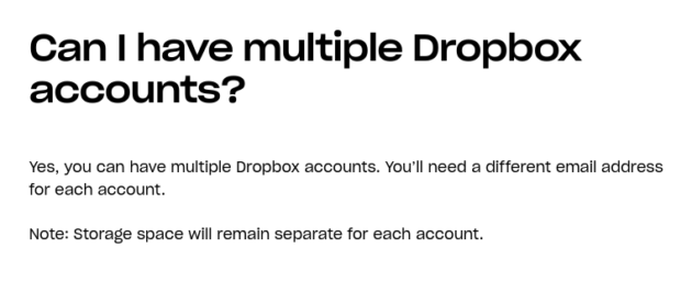 dropbox free account storage limit