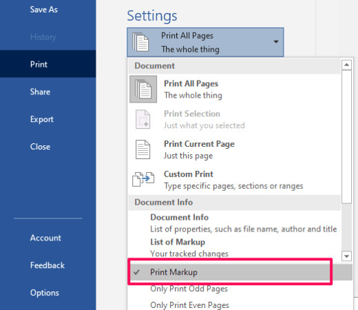stop tracking changes in word