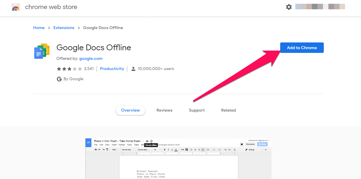 google doc offline extension