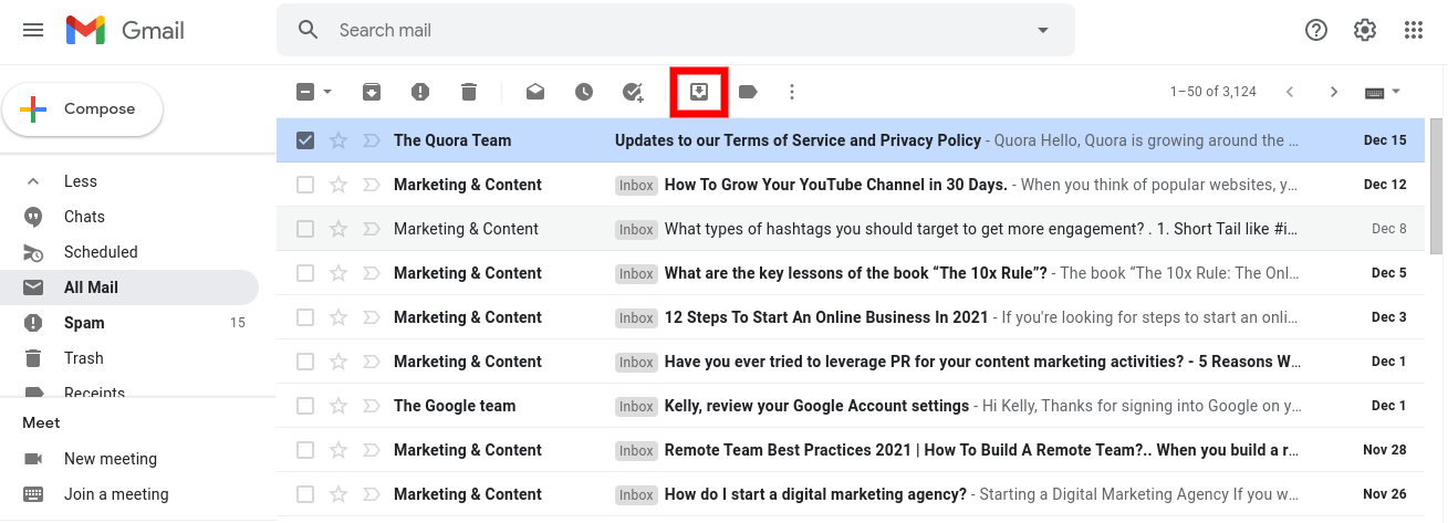 where are the archive emails in gmail