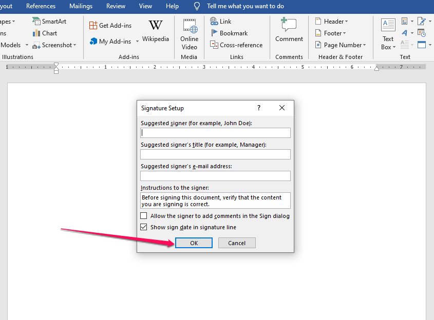 how to insert a signature in word without scanning