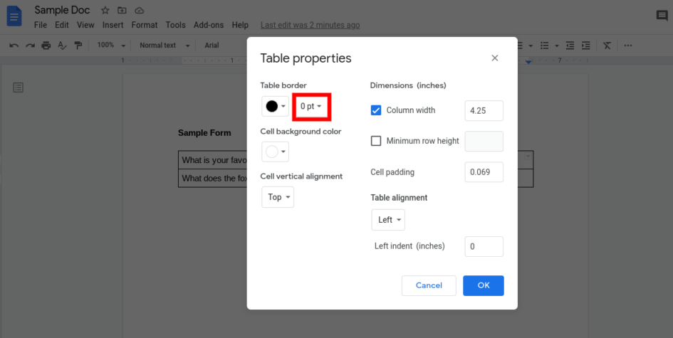 how to insert a box in google docs