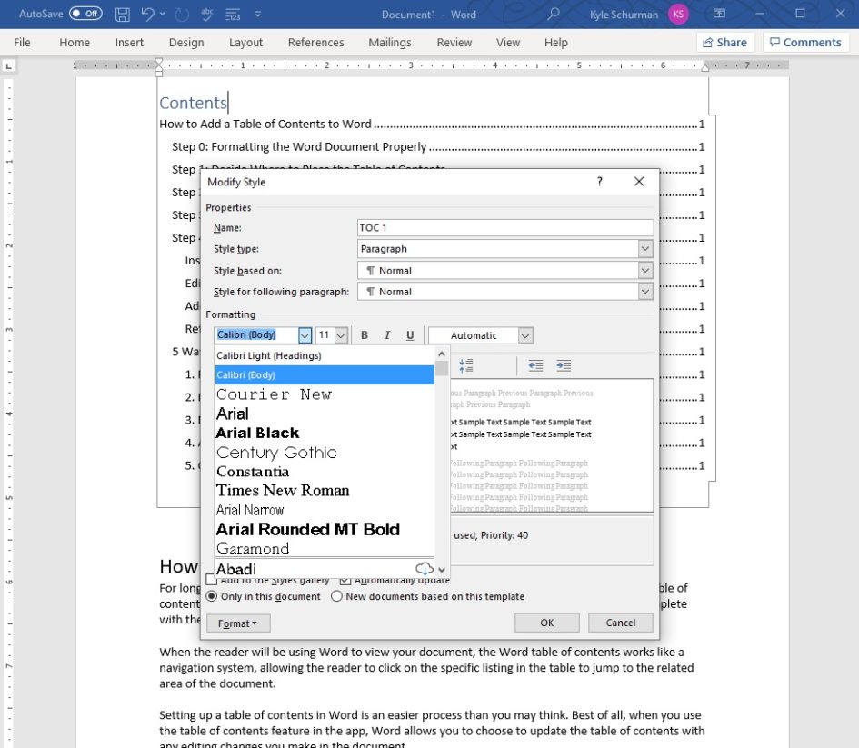 How to Add a Table of Contents to Word