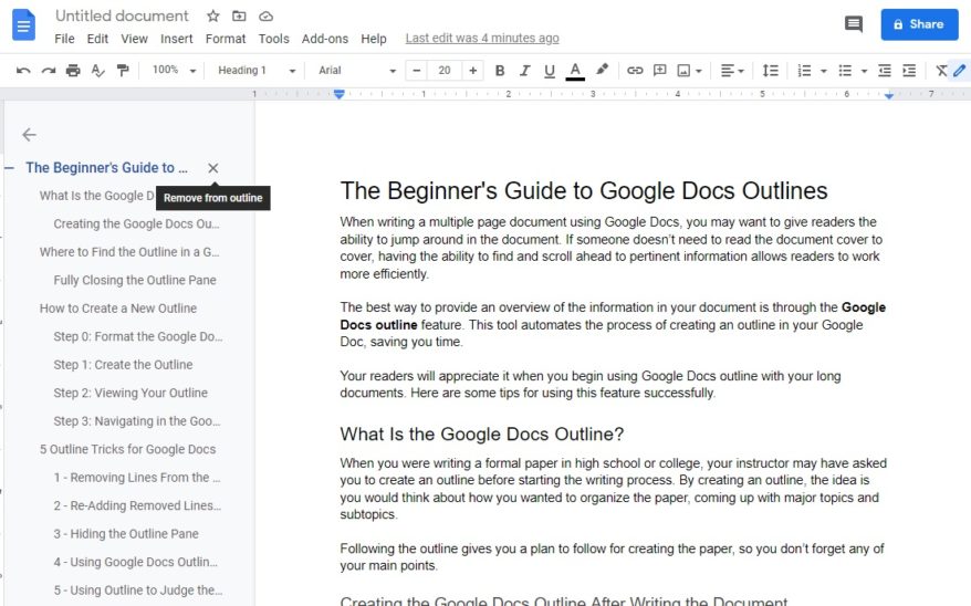 How To Create A Document Outline In Google Docs