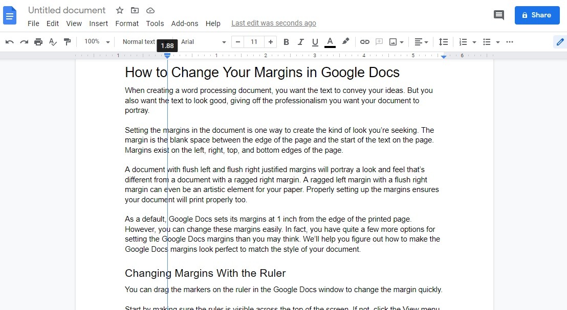 how to change word settings to see top margin when typing
