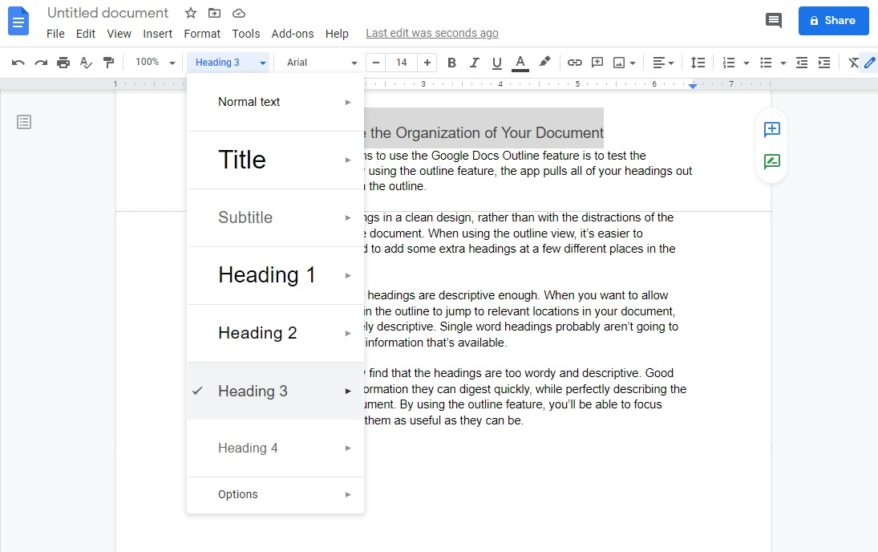 google docs outline