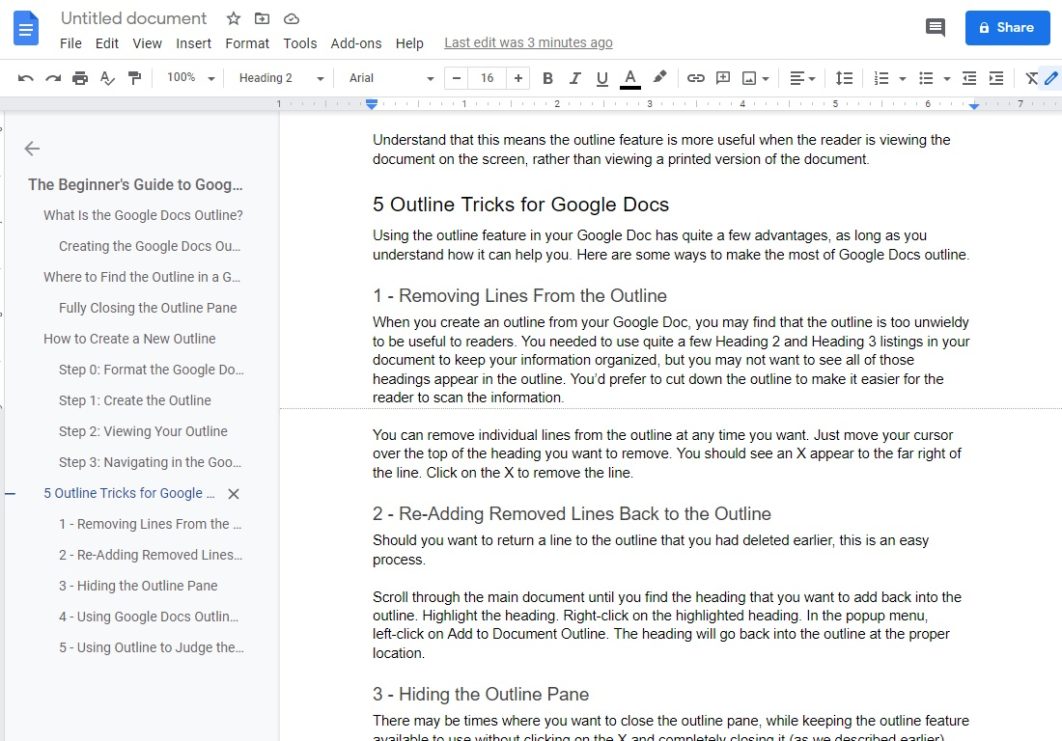 The Beginner's Guide to Google Docs Outlines