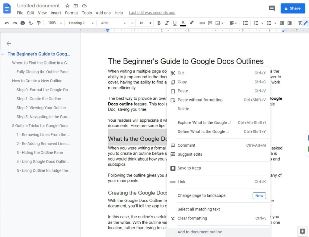 The Beginner's Guide to Google Docs Outlines
