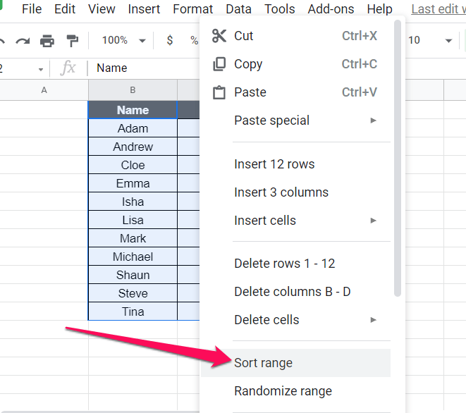 How to alphabetize rows in Google Sheets