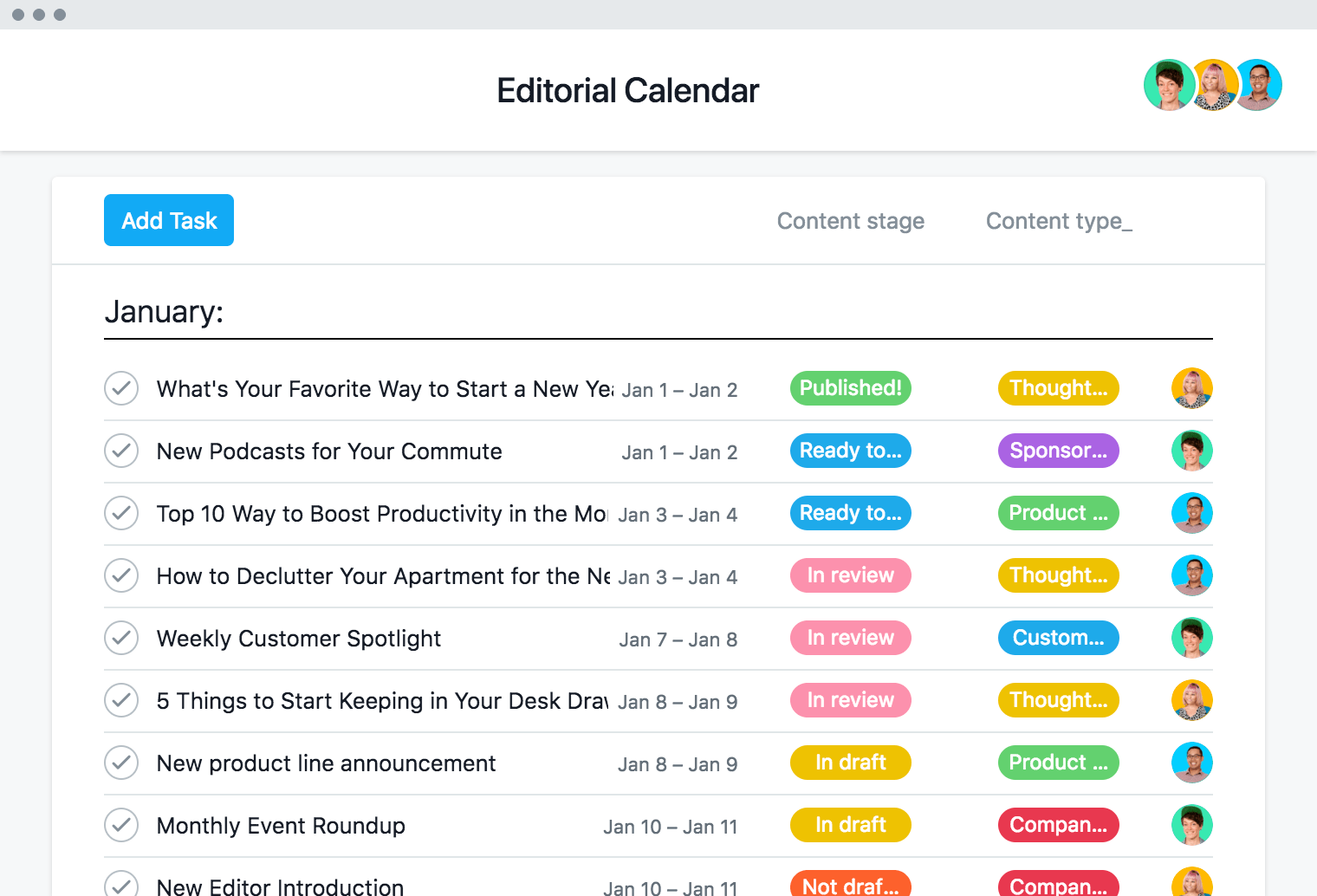 Editorial Calendar