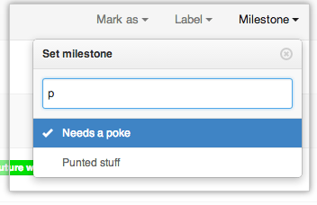Example of setting a milestone in GitHub