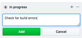 Example of adding notes to project board in GitHub