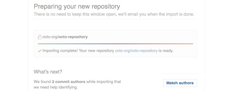 GitHub message asking if you want to match the authors