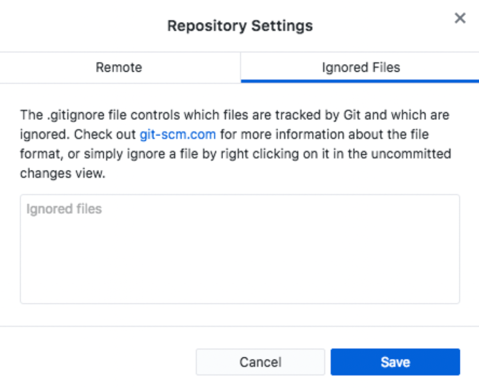 GitHub Repository Settings Ignored Files tab