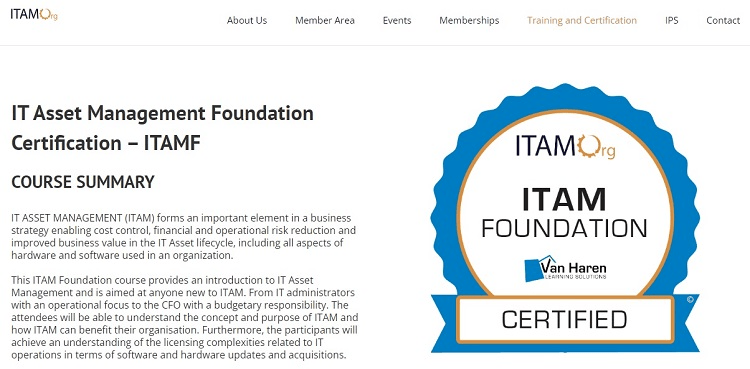 ITAMOrg IT Asset Management Foundation Certification course summary