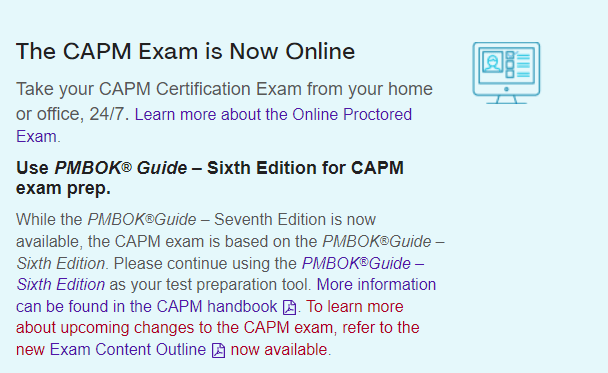 CAPM Certification Exam enrollment information