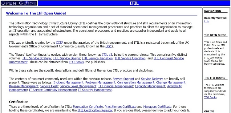 ITIL home page