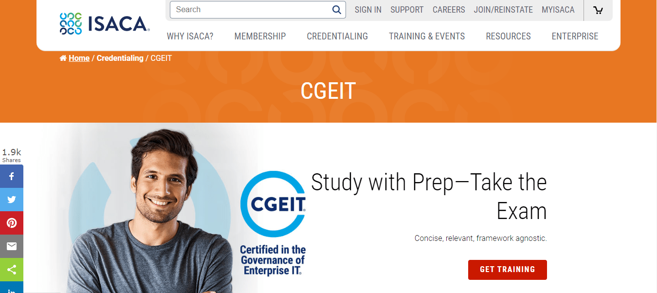 Certified in Governance of Enterprise IT (CGEIT) home page