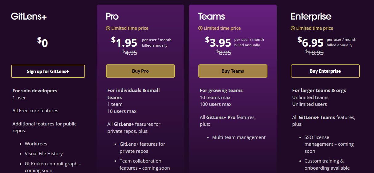 GitKraken pricing plans