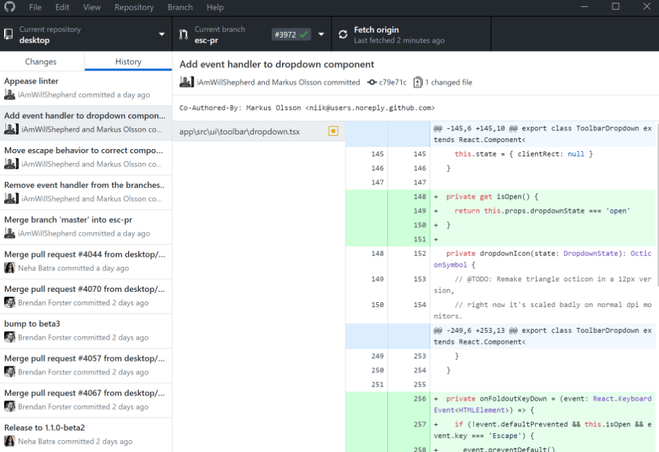 GitHub Desktop interface