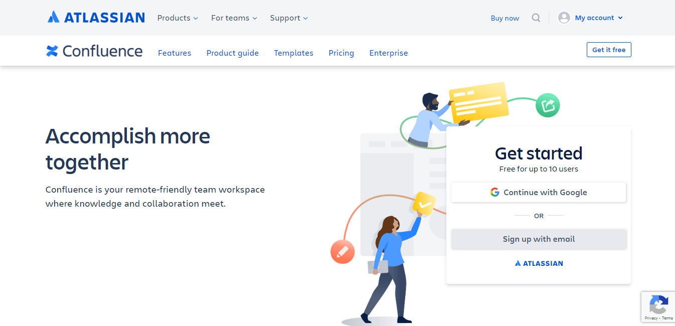 Confluence home page