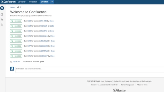 Confluence dashboard