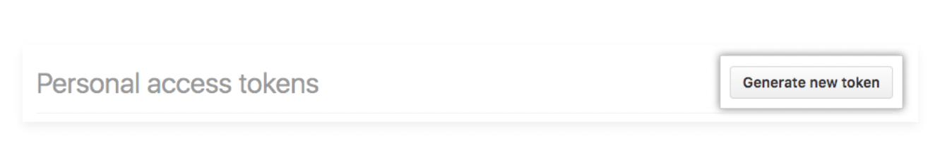 GitHub personal access tokens screen with button that says "Generate new token"