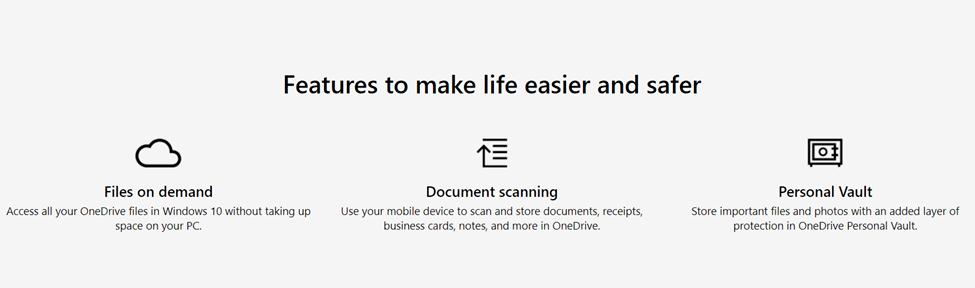 OneDrive features to make life easier and safer including files on demand, document scanning, and personal vault