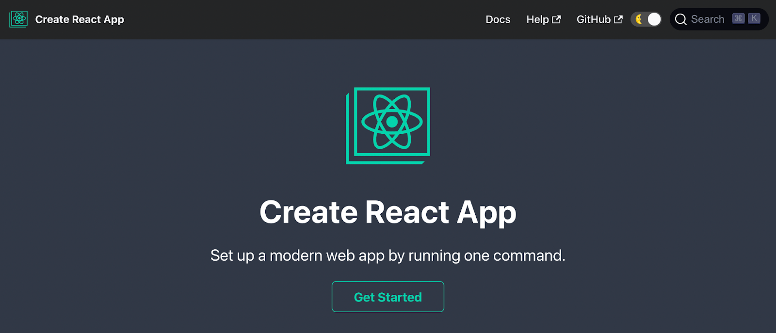 GitHub "Create React App" landing page