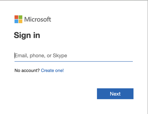 Microsoft OneDrive sign in page