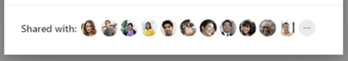 OneDrive window that says "Shared with:" and shows picture icons of people the file has been shared with