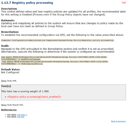 CIS benchmark for registry policy processing page