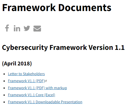 NIST Framework Documents